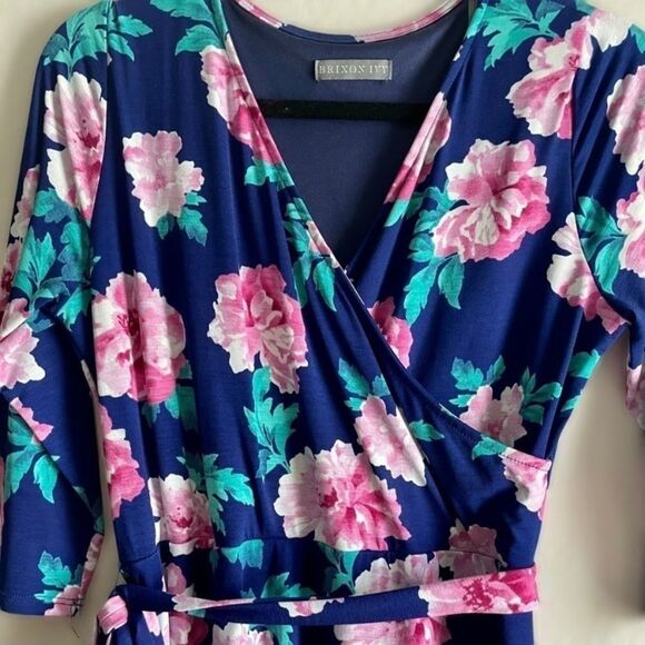 Brixon ivy faux wrap jersey style floral dress large - Picture 5 of 10